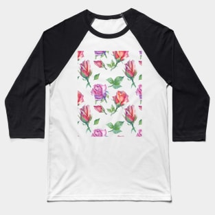 Watercolor Flower Pattern Baseball T-Shirt